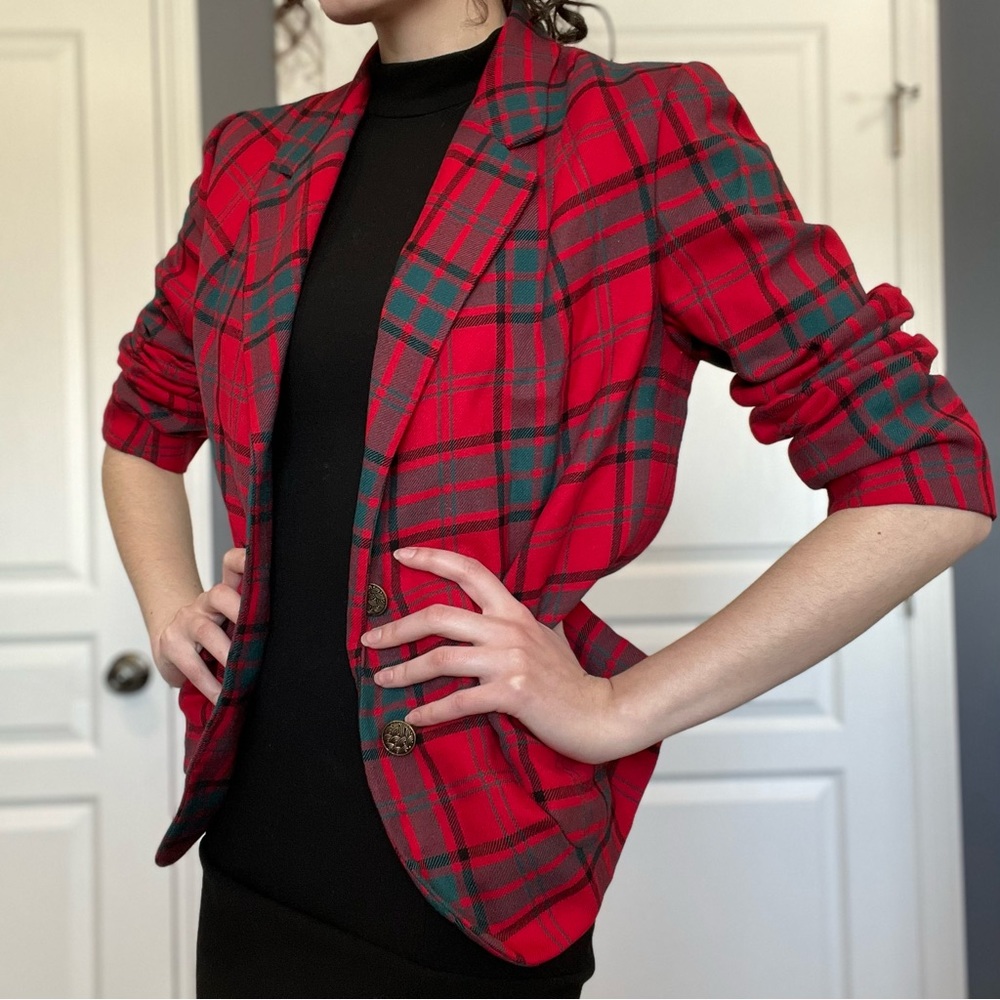 Red Plaid Women's Blazer